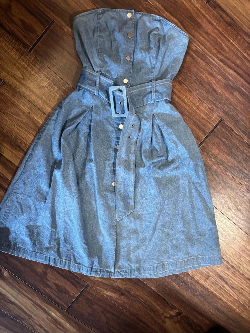 J.O.A. Denim dress buckle button down silver hardware medium Cowgirl rodeo